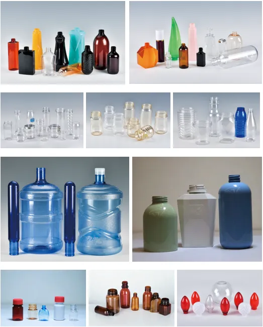 Resultado da produção da máquina de moldagem por sopro e estiramento por injeção